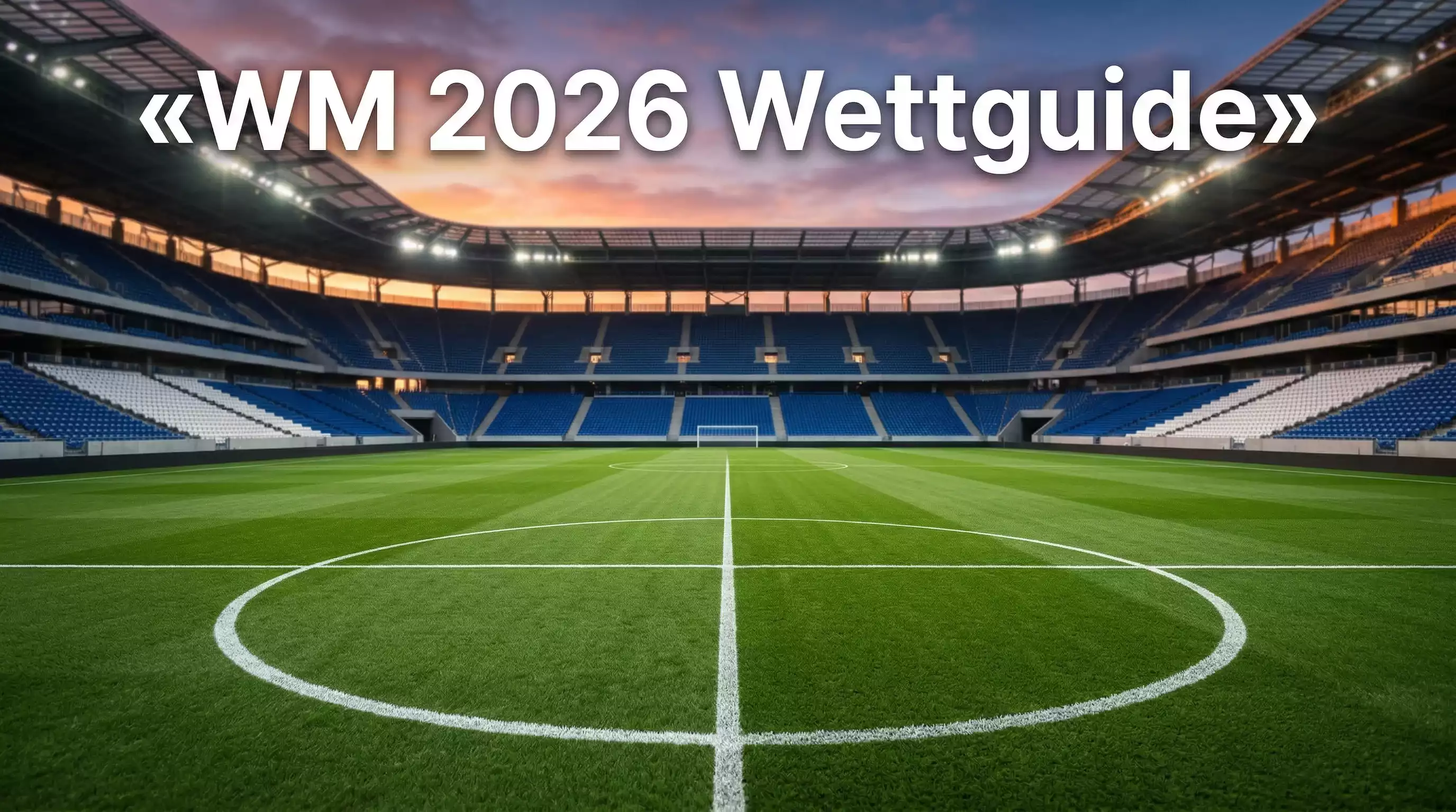 WM 2026 Fußball Wetten Ratgeber – Stadion bei Sonnenuntergang mit Flutlicht