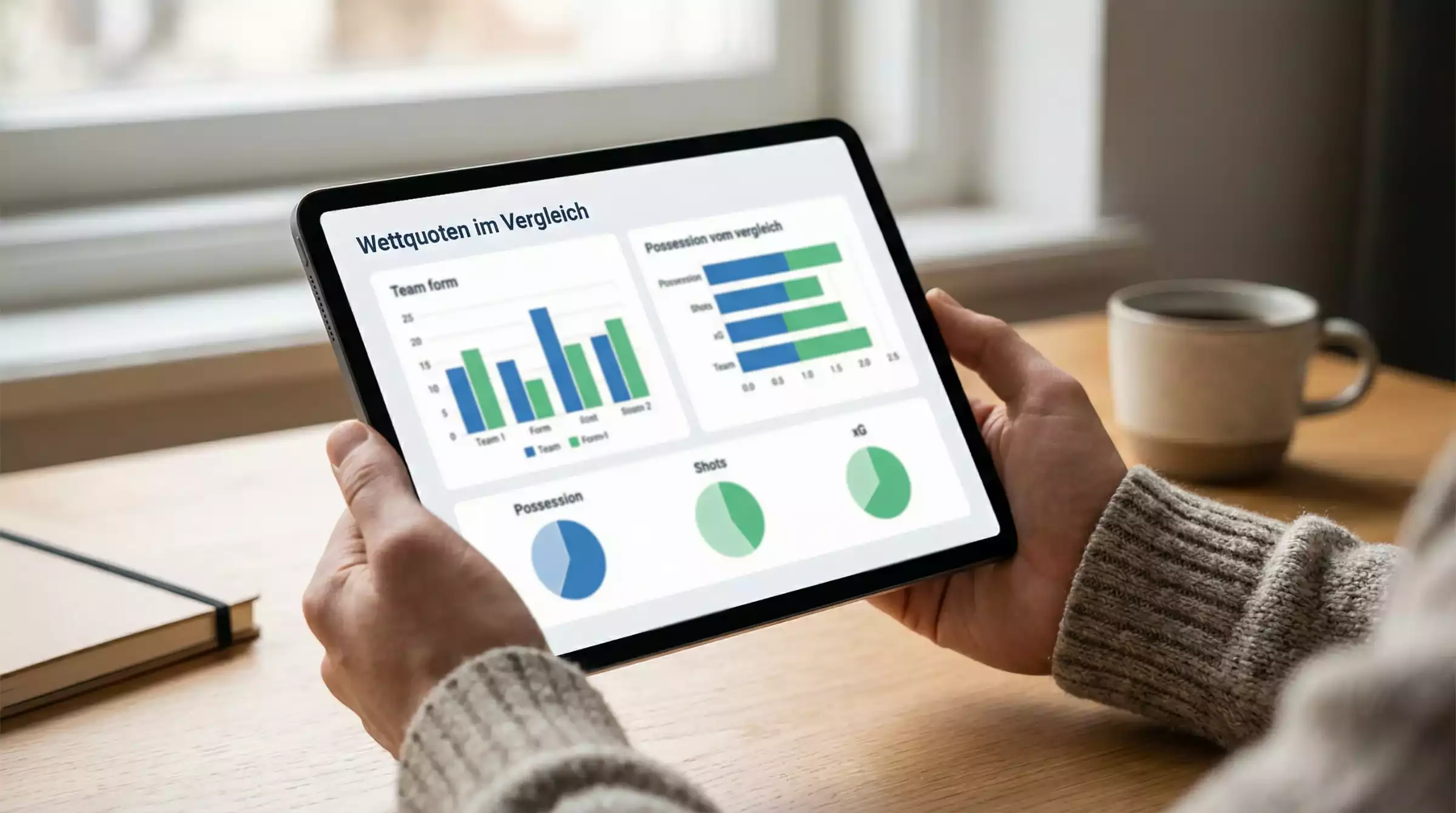 WM 2026 Wettquoten Analyse – Experte prüft Spielstatistiken auf Tablet
